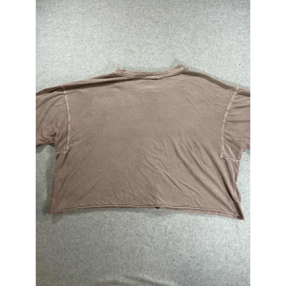 Free People Movement Womens M Cropped Tee Washed Mauve Brown Raw Hem 2052 - Picture 6 of 7